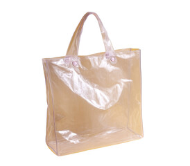 Clear, light beige tote bag with handles