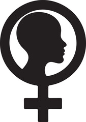 Female Gender Symbol with Woman Face Silhouette