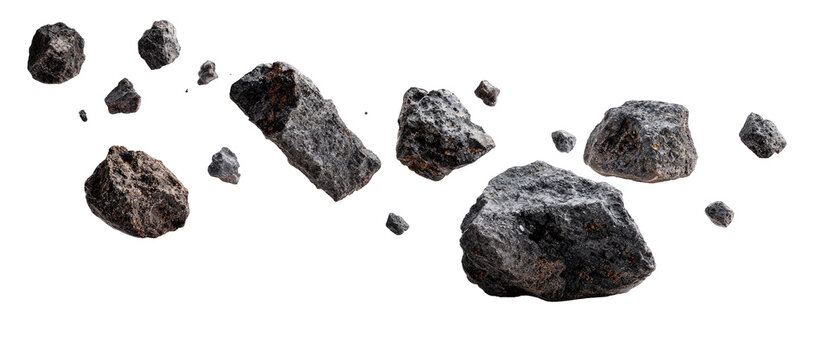 Asteroid field, various sizes and shapes of rocks scattered in space