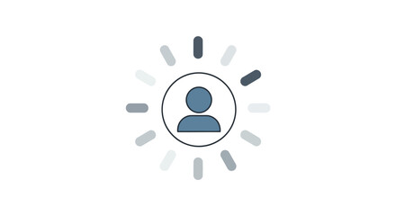 Icon representing a profile or user with radiating lines indicating activity or focus