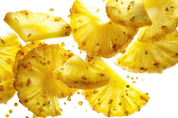 Freshly sliced pineapple segments