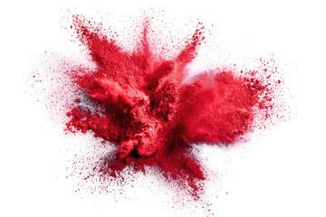 Exploding vibrant crimson and white powder