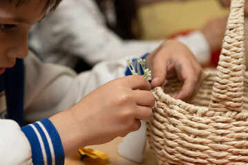 Obraz premium Easter themed craft activity for children indoors