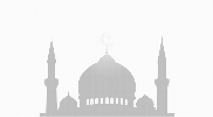Minimalist pixel art mosque with domes and minarets © md