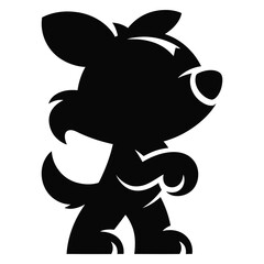 Obraz premium Cute stylized silhouette of small cartoon puppy or dog standing adorably with playful posture suitable for children media design or sticker