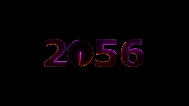 Happy New Year 2056 glowing neon text animation. New year celebration transfer animation. festival, new life, growth of business, investment, finance, innovation. 