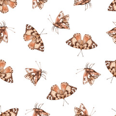 Naklejka premium Seamless pattern with butterflies. Watercolor illustration for packaging design, fabric printing, interior design, greeting cards, holiday decor, and souvenirs.