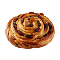 Pastry swirl with raisins, golden-brown layers, and a delicious flaky appearance