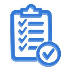 Obraz premium 3D Checklist Clipboard Icon in Blue Color for Task List, Approval, Management and UI UX Design – Transparent Background