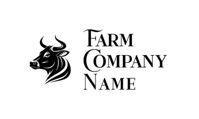 Fototapeta premium Bull Farm Logo Design | Cattle Ranch Livestock Agriculture Emblem.