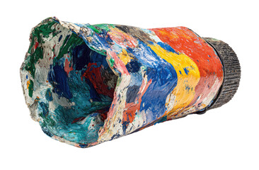 Abstract painted tube form, vibrant colors