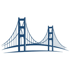 Fototapeta premium Minimalist line drawing of golden gate bridge iconic silhouette