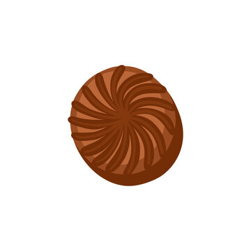 Round chocolate candy. Vector illustration isolated on white background. 