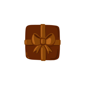 Сhocolate candy with bow decoration. Vector illustration isolated on white background.