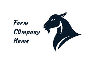 Fototapeta premium Goat Farm Logo Design – Minimalist Goat Silhouette Vector Icon. Modern Goat Logo for Farm, Dairy and Agriculture Business.
