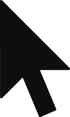 Black computer cursor icon in minimalist style with bold silhouette and clean lines for web design
