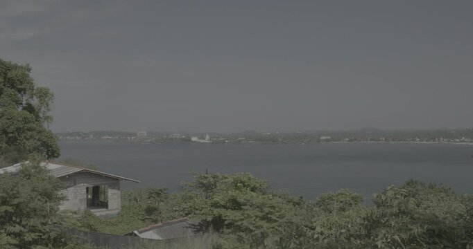 Galle cityscape, Sri Lanka. Laccadive sea and horizon view coast near city. Insee Cement - Galle Cement Works.