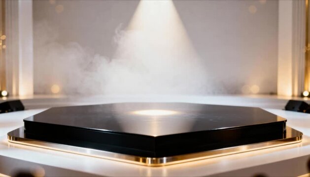 clean podium stage with soft fog light diffusion perfect for premium product display