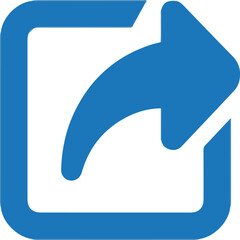 Blue arrow icon in modern minimalist design with simple white background for user interface