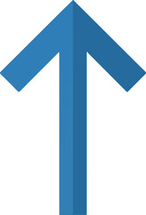 Blue Arrow Upward Direction Icon in Simple Flat Design with Bright Blue Color on White Background for Web Navigation
