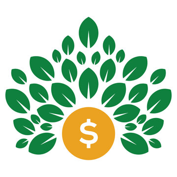 Eco-friendly finance tree with dollar sign - minimalist business and sustainability vector