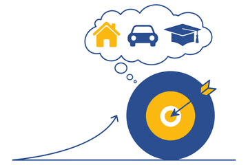Fototapeta premium Financial Goal Target Silhouette Vector Icon Sheet Simple Shapes