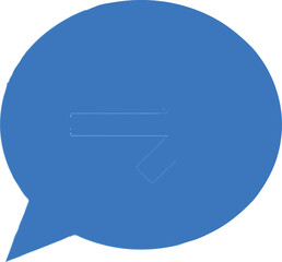 Blue speech bubble with minus sign in simple flat design on white background for social media icon