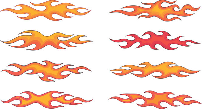 hot rod flame vinyl decal vector set for automotive graphics