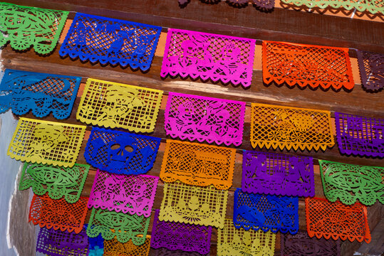 Vivid Cutout Colorful Papel Picado Celebration Detail for Day of the Dead