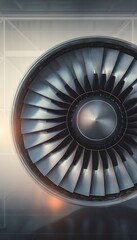 Fototapeta premium Futuristic jet engine turbine illustration showcasing modern technological innovation and powerful design elements