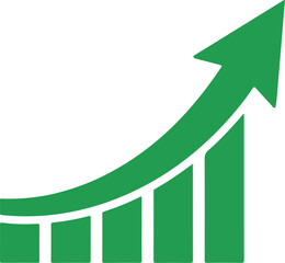 Green Arrow Graph in Modern Style with Bright Lighting on White Background for Business Growth