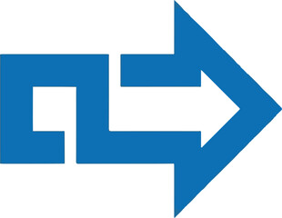 Blue Arrow Symbol in Simple Design with Bold Color on White Background for Directional Signage