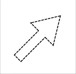 Dotted Arrow Icon in Simple Minimalist Design with Black Color on White Background for Web UI