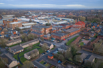 Obraz premium Aerial image showcasing Bolton’s Urban Evolution and Industrial Heritage. 