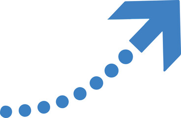 Blue arrow graph with dotted line in modern minimalist style with soft blue color and clean white background for business presentation