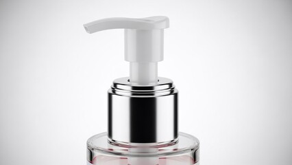 Obraz premium Elegant cosmetic pump bottle on neutral surface for product photography.