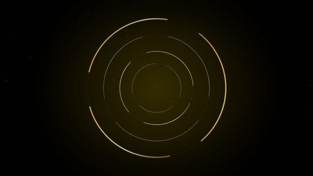 Golden abstract concentric oval rings rotating animation