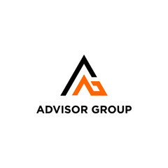 Advisor Group Investment logo design featuring the letter GA AG pointing upwards, symbolizing growth and success isolated modern and professional logo concept