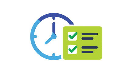 Time management concept with a clock and checklist illustration