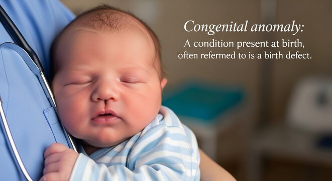 Sleeping Newborn Baby with Stethoscope &ndash; Pediatric Healthcare and Medical Care Concept