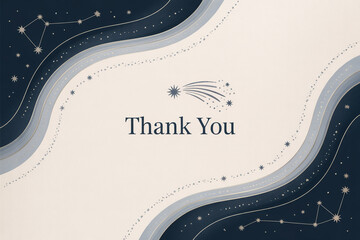 Elegant thank you card with starry night sky design elements