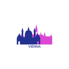 Vienna cityscape, skyline, panoramic vector logo, icon, clipart. Austria city emblem contour with landmarks and buildings silhouettes