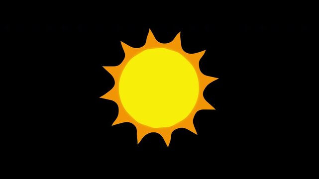 Sun vector animation. pulsing and rotating rays graphic animation on alpha channel transparent background