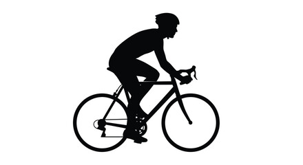 Obraz premium Silhouette of a cyclist riding a road bike against a white background