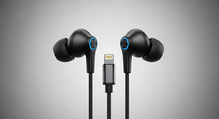 Wired In-Ear Headphones with Lightning Connector and Blue Circular LED Light