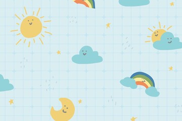 Fototapeta premium Cute cartoon weather calm background