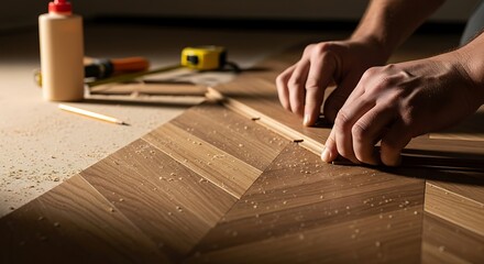 Crafting a Modern Herringbone Wood Floor with Precision and Expertise