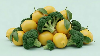 Fresh blend of lemons and broccoli for a vitamin enriched presentation