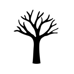 Fototapeta premium Striking silhouette of a bare tree, showcasing its intricate branch structure against a clean backdrop Vector, illustration