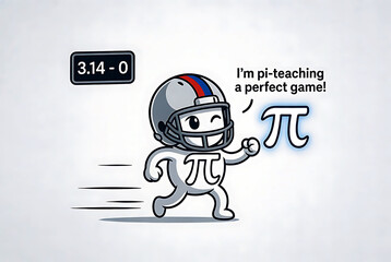 Obraz premium Funny Pi Day Math Character Illustration with Perfect Game Pun Design